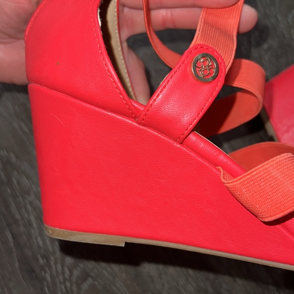 Liz Claiborne Rhodes Coral Wedge Heeled Sandals Women’s Size 10W Zip Closure - Picture 8 of 12